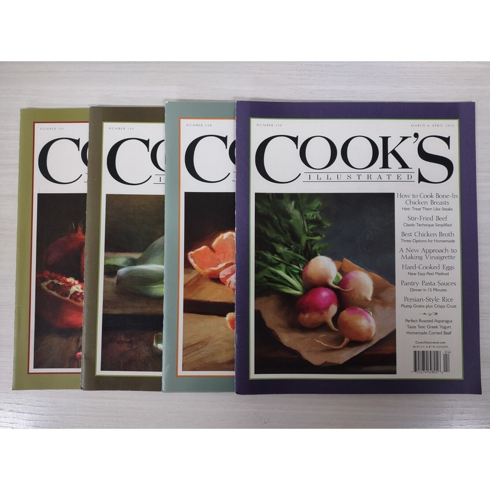 Cook's Illustrated Cooking Food & Meal Chef Magazine Lot | 2014-2016 | Lot of 4